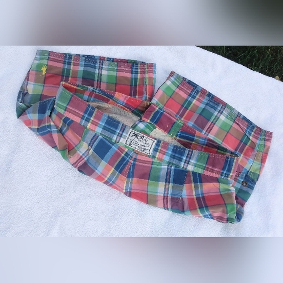 POLO Ralph Lauren Preppy Plaid Yellow Embroidery Pony Swim Trunks Shorts M 34 - Picture 7 of 11